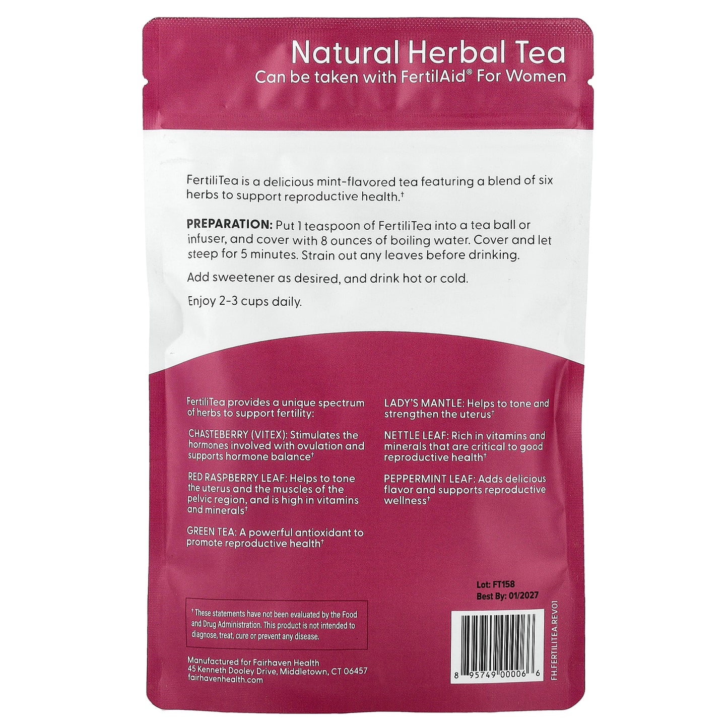 Fairhaven Health, FertiliTea®, Loose Leaf Tea, For Preconception, Mint, 3 oz