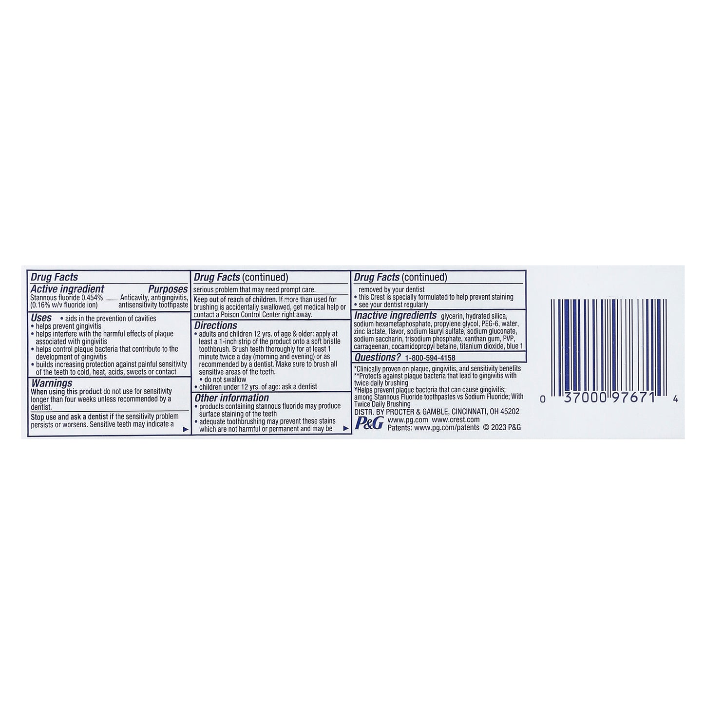 Crest, Pro-Health Advanced, Fluoride Toothpaste, Sensitive Relief, 5.1 oz (144 g)