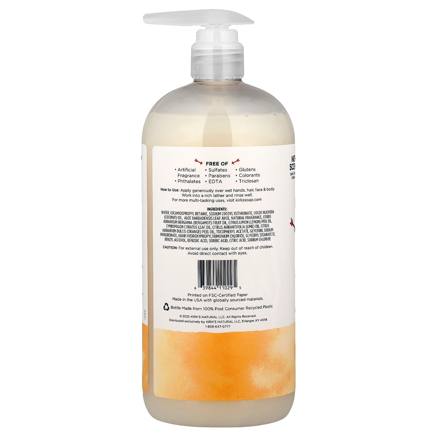 Kirk's, 3-In-1 Head To Toe Nourishing Cleanser, Citrus Twist, 32 fl oz (946 ml)