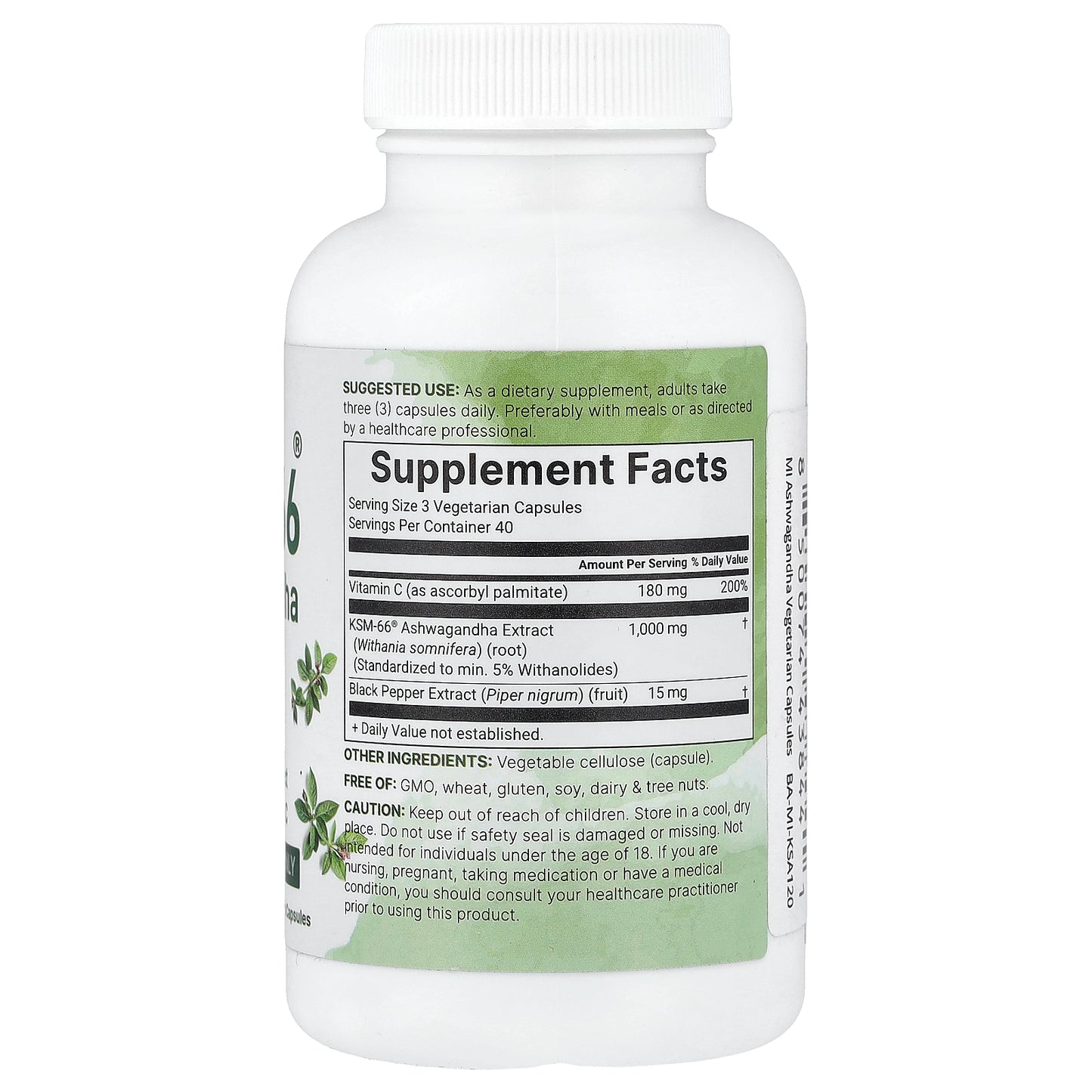 Micro Ingredients, KSM-66® Ashwagandha, 120 Vegetarian Capsules