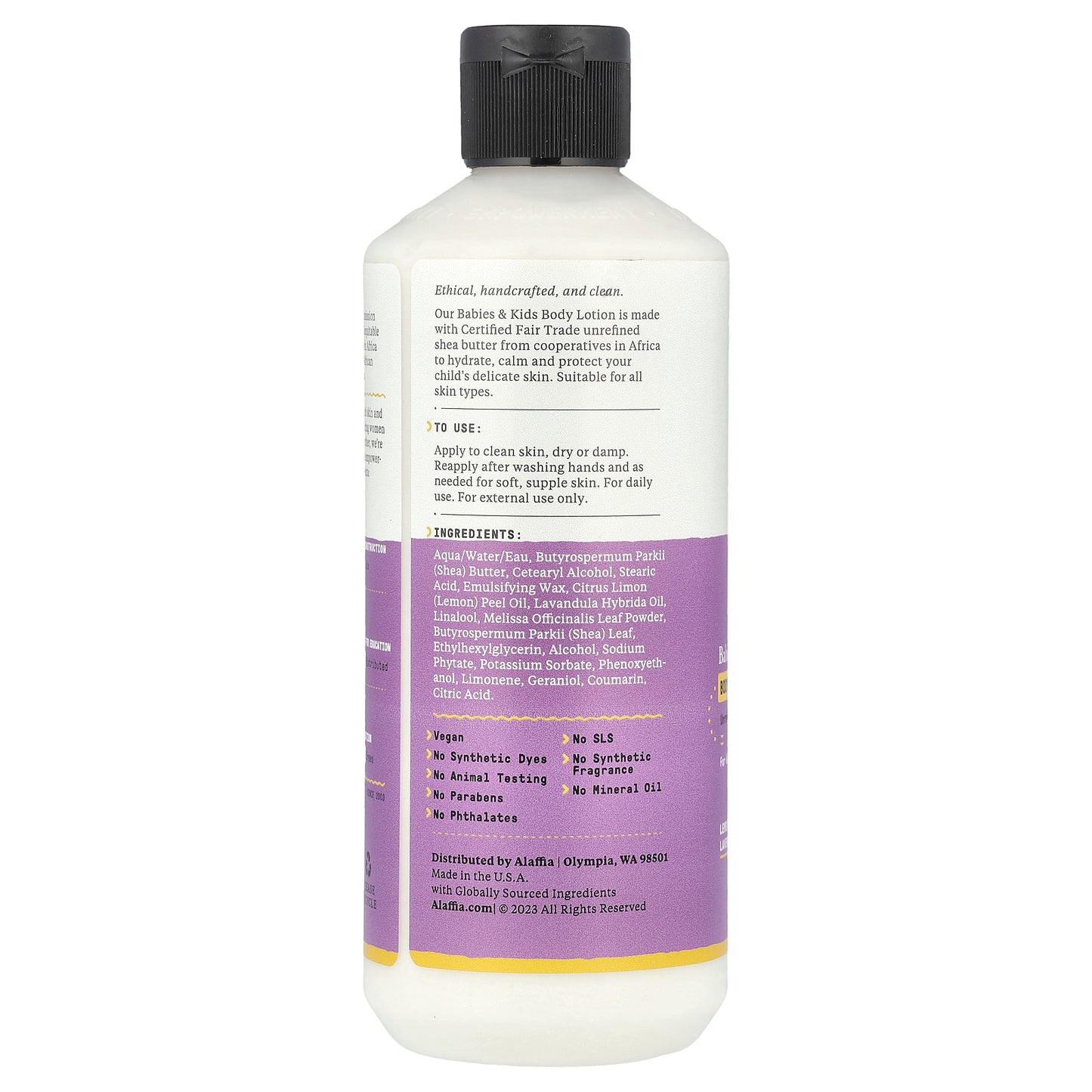 Alaffia, Babies & Kids Body Lotion, Lemon Lavender, 16 fl oz (473 ml)