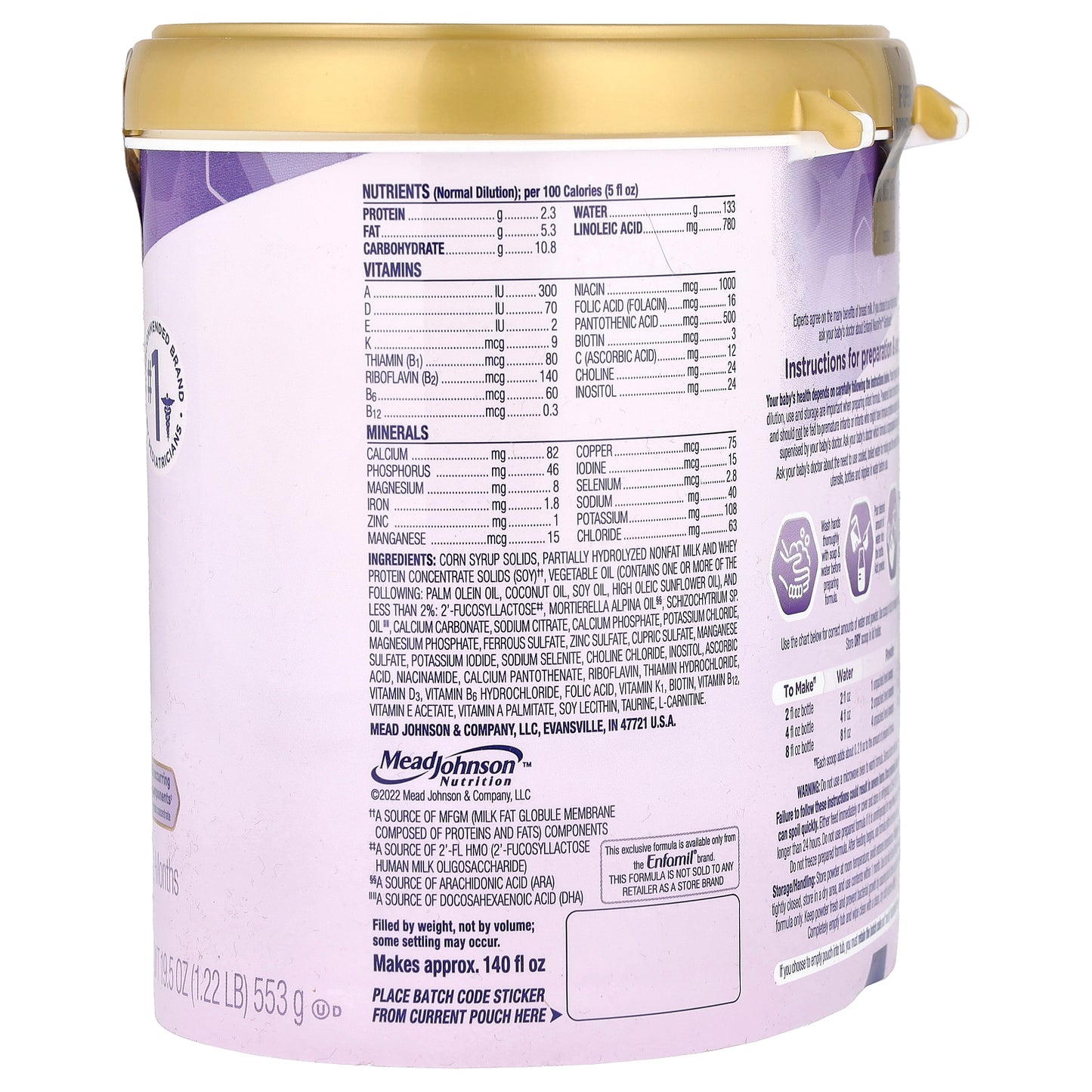 Enfamil, NeuroPro™ Gentlease®, Infant Formula, 0-12 Months, 19.5 oz (553 g)