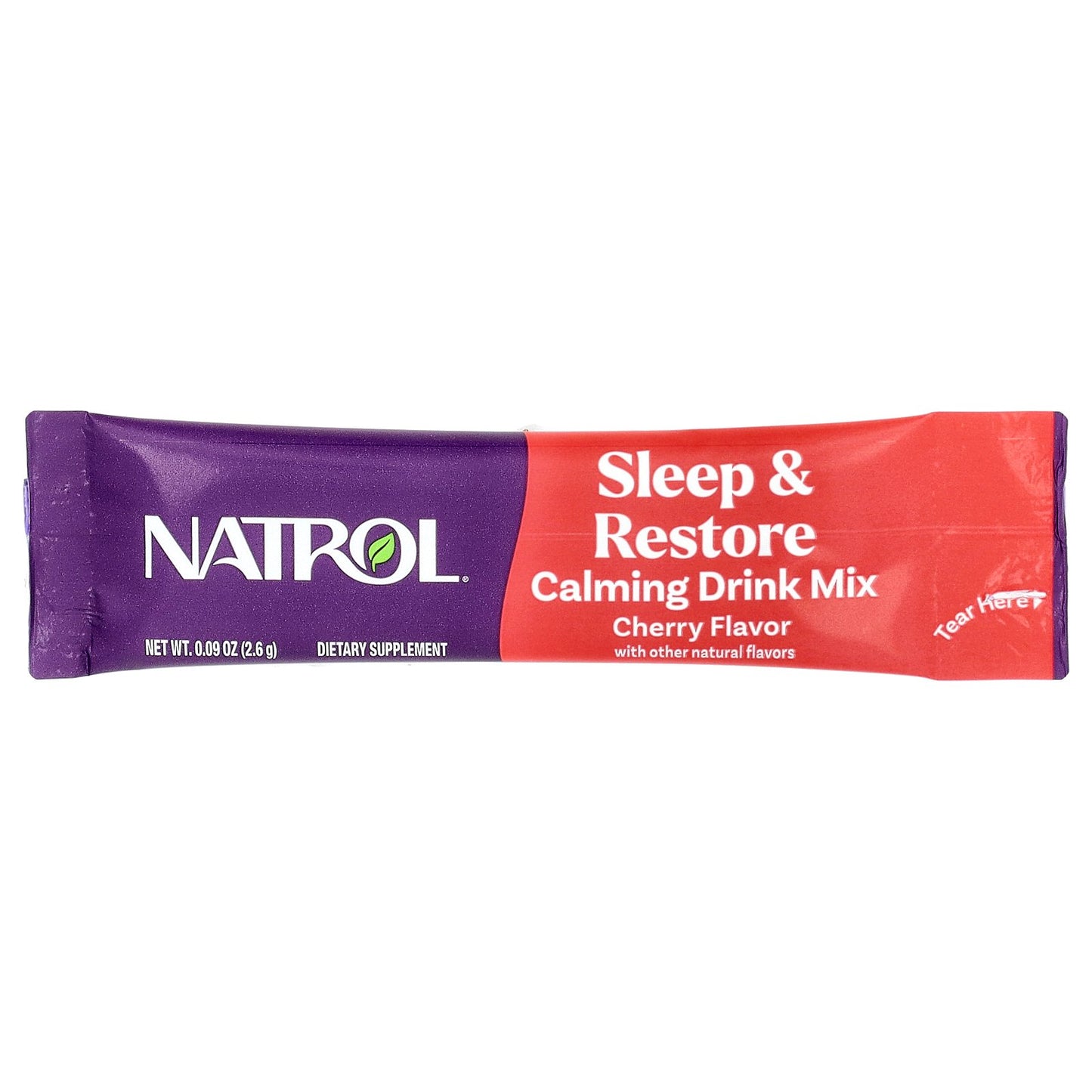 Natrol, Sleep & Restore, Calming Drink Mix, Melatonin Free, Cherry, 10 Stick Packs, 0.09 oz (2.6 g) Each