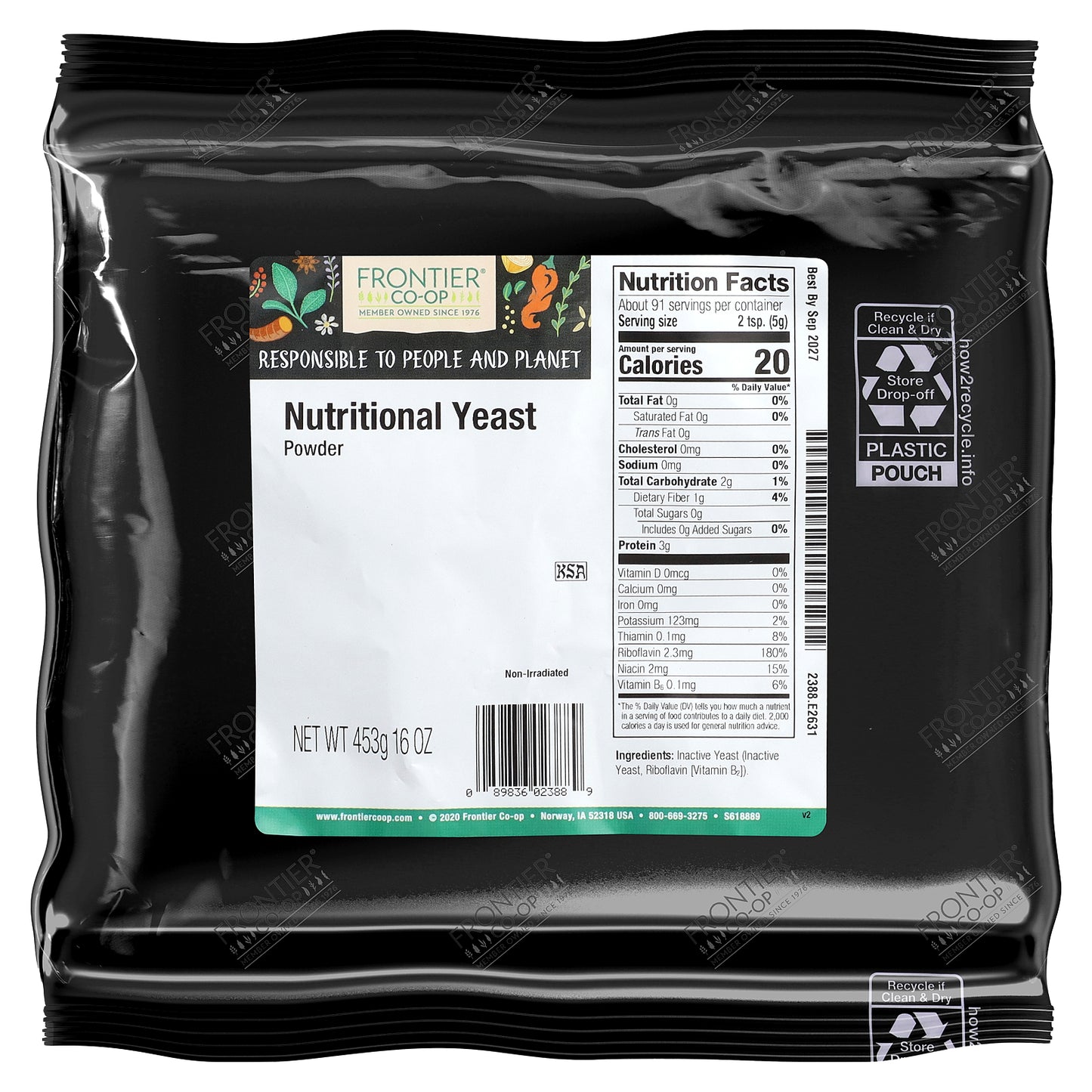 Frontier Co-op, Nutritional Yeast Powder, 16 oz (453 g)