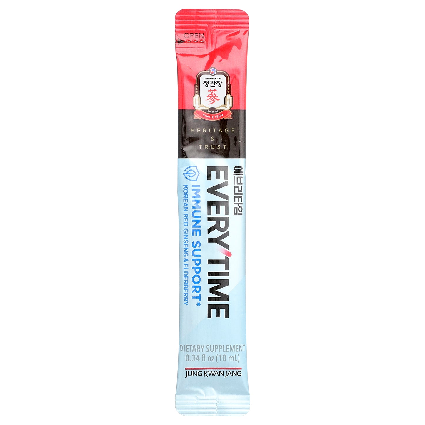 JungKwanJang, Everytime, Immune Support, Korean Red Ginseng & Elderberry, 10 Liquid Sticks, 0.34 fl oz (10 ml) Each