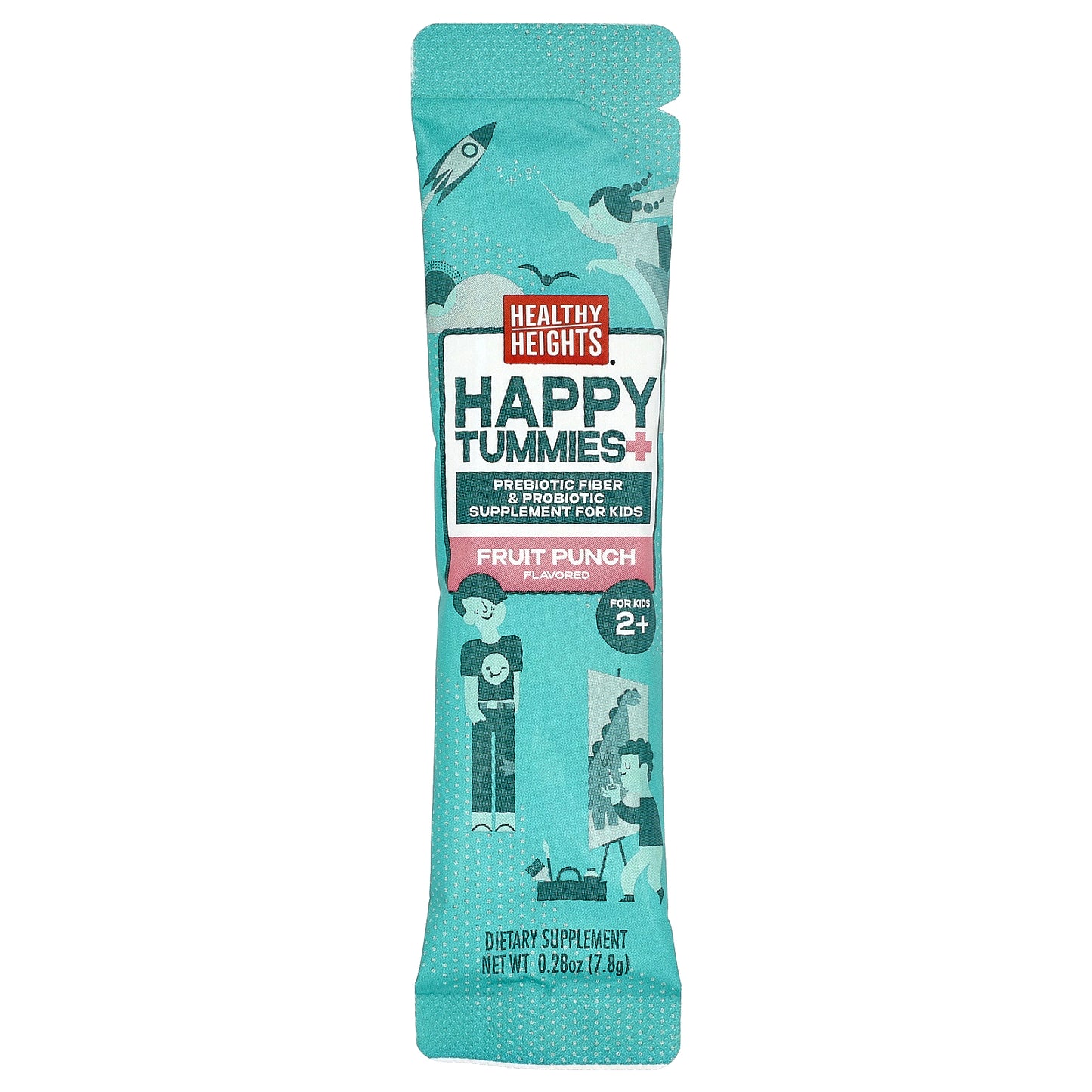 Healthy Heights, Happy Tummies, Drink Mix for Digestive Support, Kids 2+, Fruit Punch, 15 Stick Packs, 0.28 oz (7.8 g) Each