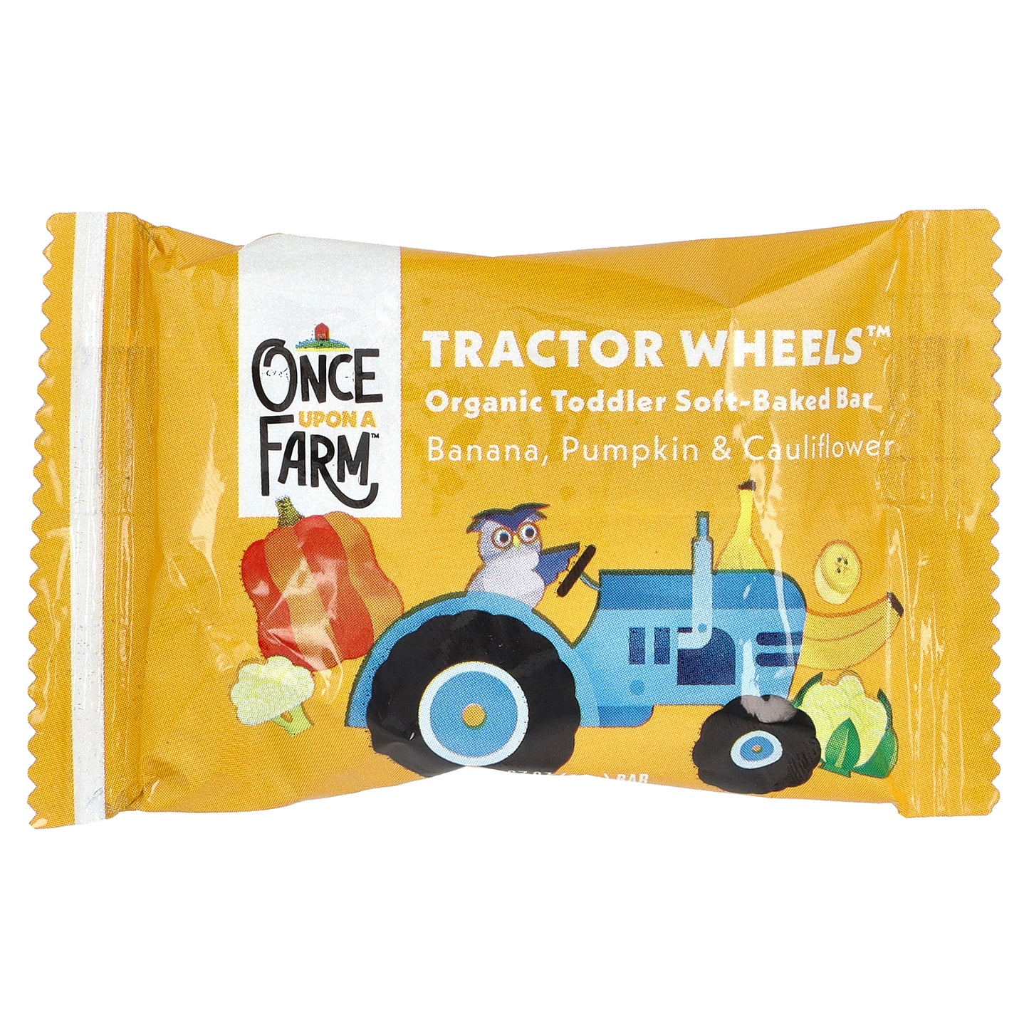 Once Upon A Farm, Tractor Wheels™, Organic Toddler Soft-Baked Bar, Banana, Pumpkin & Cauliflower, 5 Pack, 0.67 oz (19 g) Each