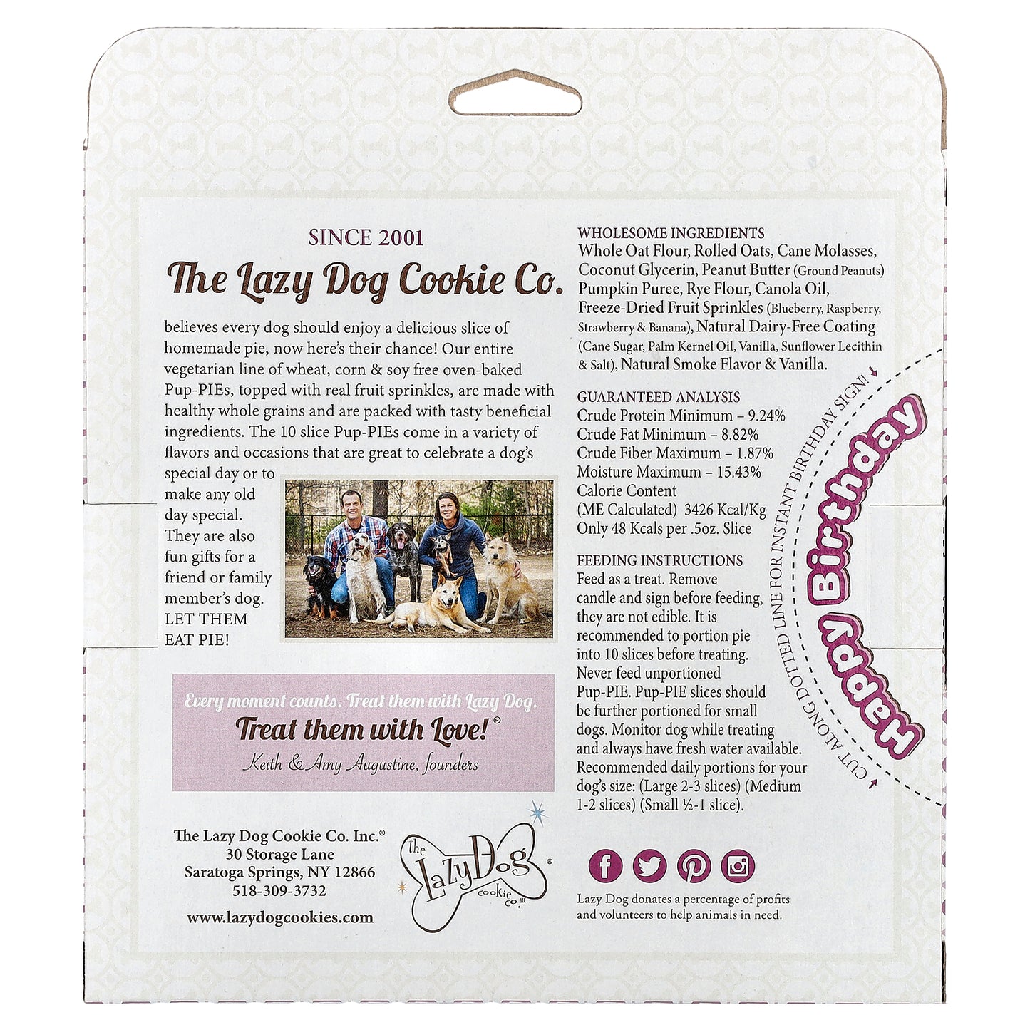 Lazy Dog Cookie, Pup-Pie®, Treat For Dogs, Happy Birthday For A Special Dog, 5 oz (142 g)