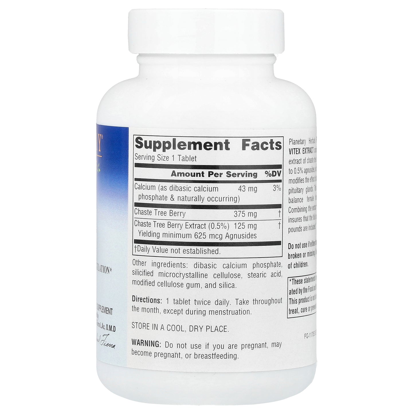 Planetary Herbals, Full Spectrum™ Vitex Extract, 500 mg, 120 Tablets