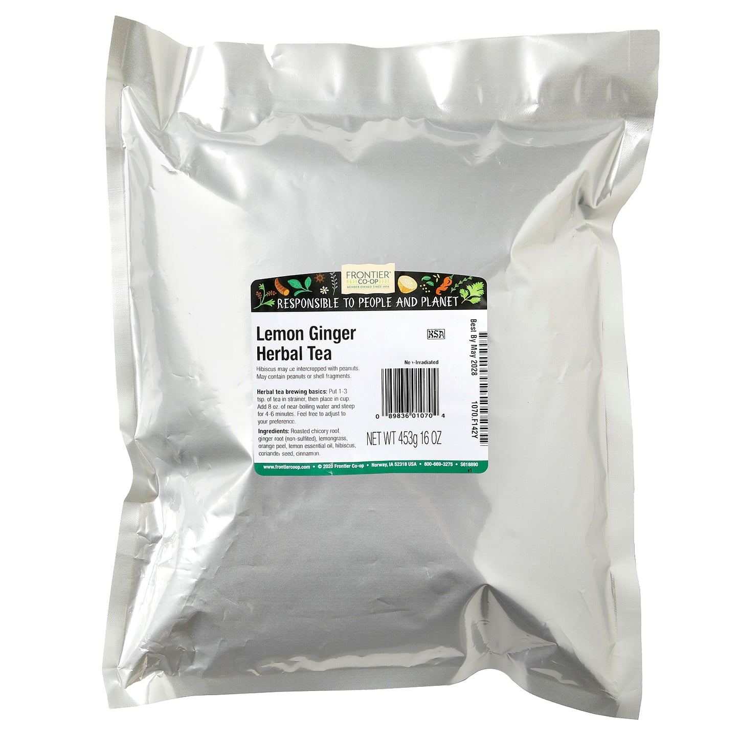 Frontier Co-op, Lemon Ginger Herbal Tea, 16 oz (453 g)