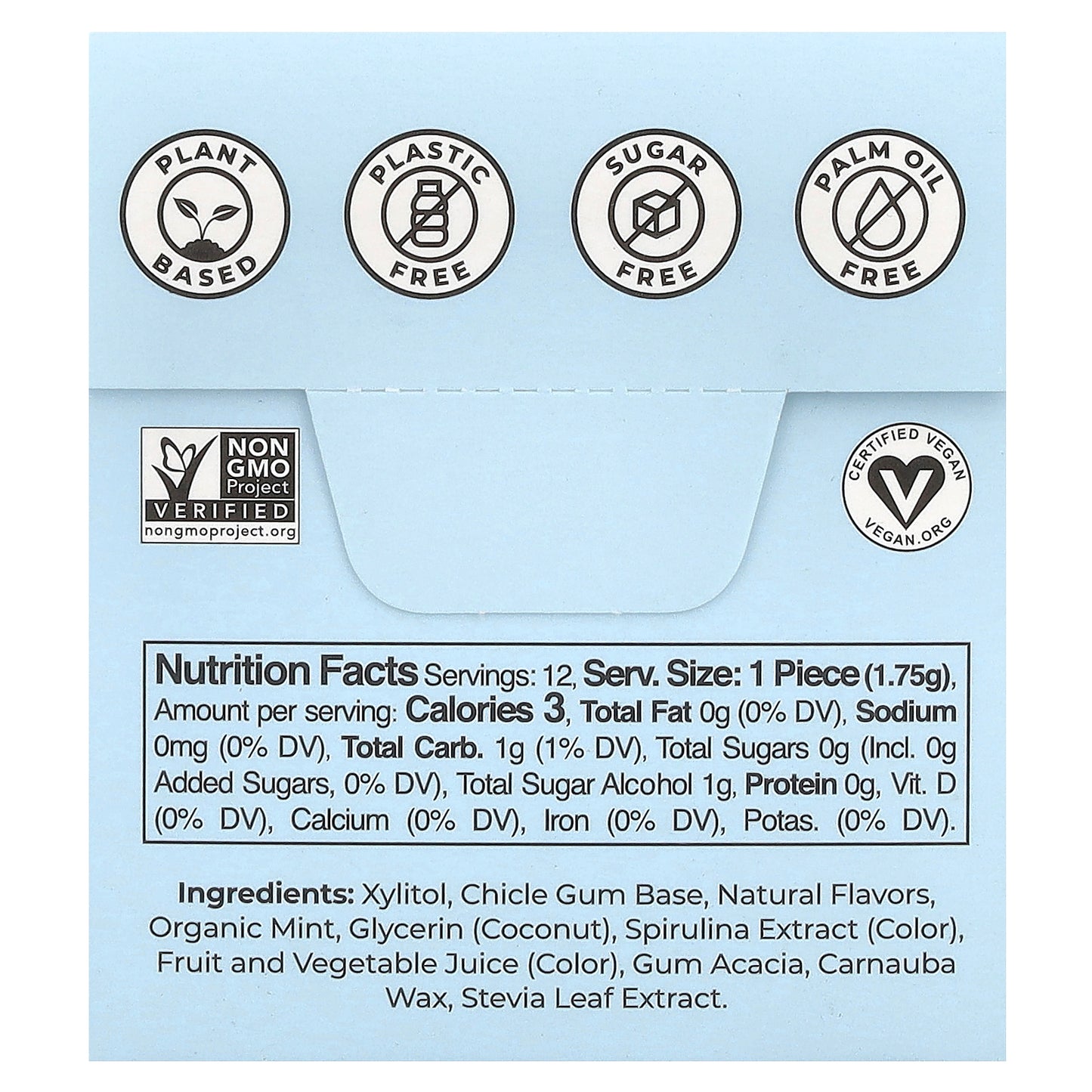 Refresh Gum, Plant-Based Gum, Peppermint, 12 Pieces