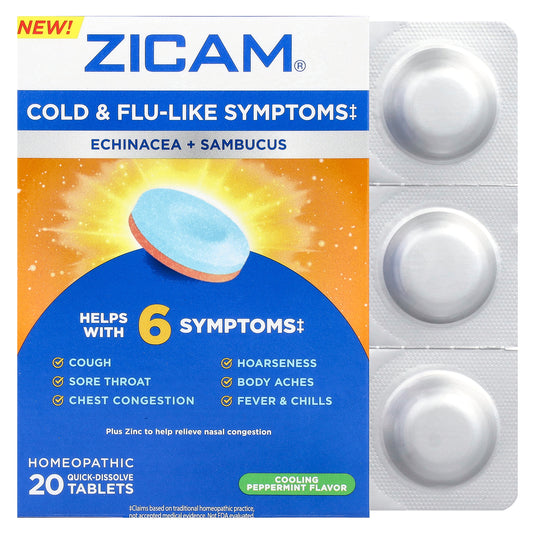 Zicam, Echinacea + Sambucus, Cooling Peppermint, 20 Quick-Dissolve Tablets