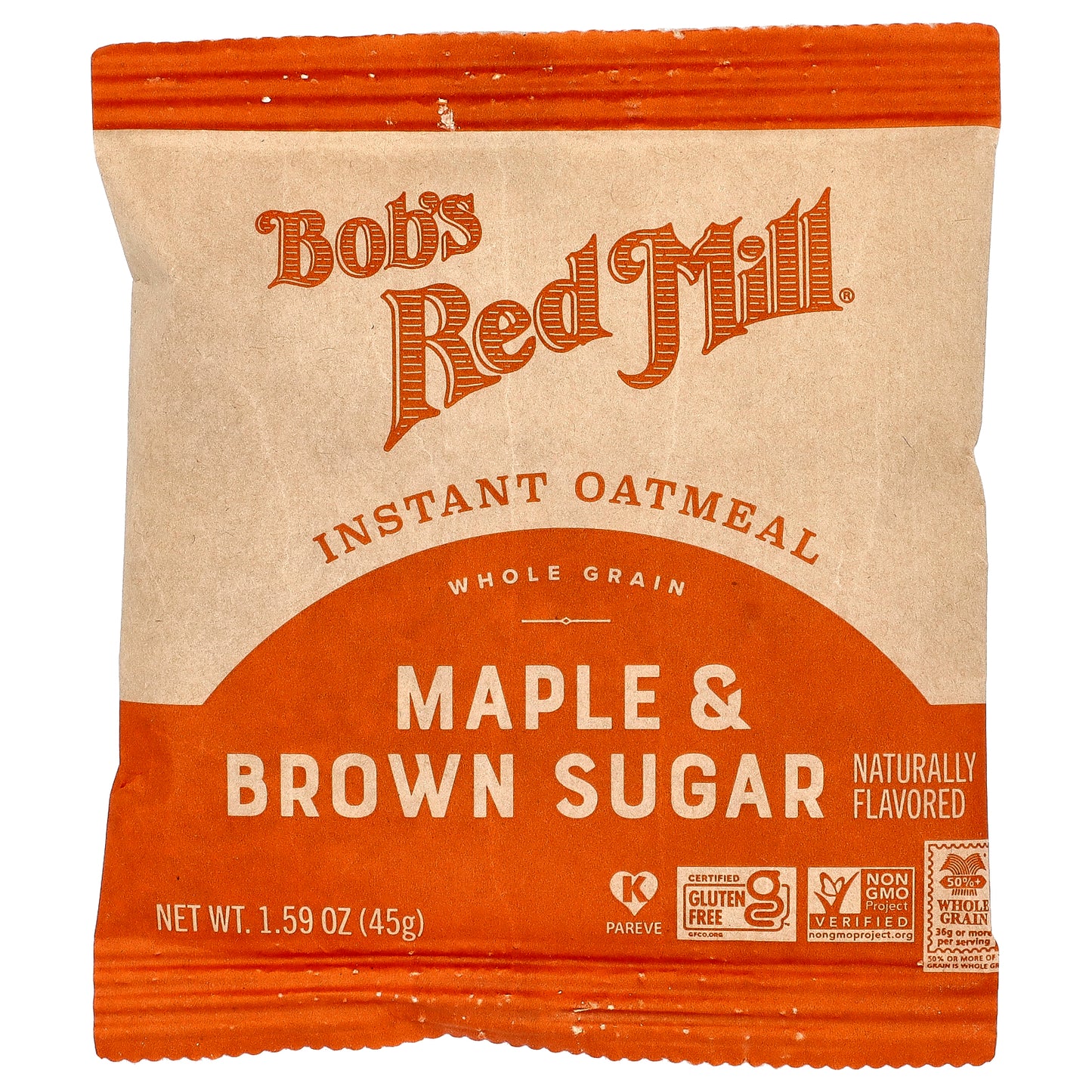 Bob's Red Mill, Instant Oatmeal, Whole Grain, Maple Brown Sugar, 6 Packets, 1.59 oz (45 g) Each