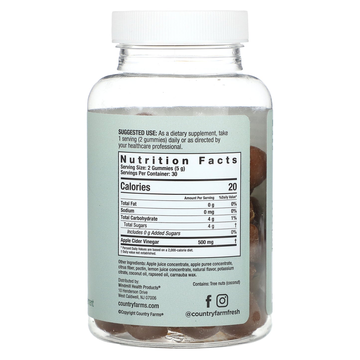 Country Farms, Apple Cider Vinegar Gummies, Real Apple, 60 Gummies (250 mg per Gummy)