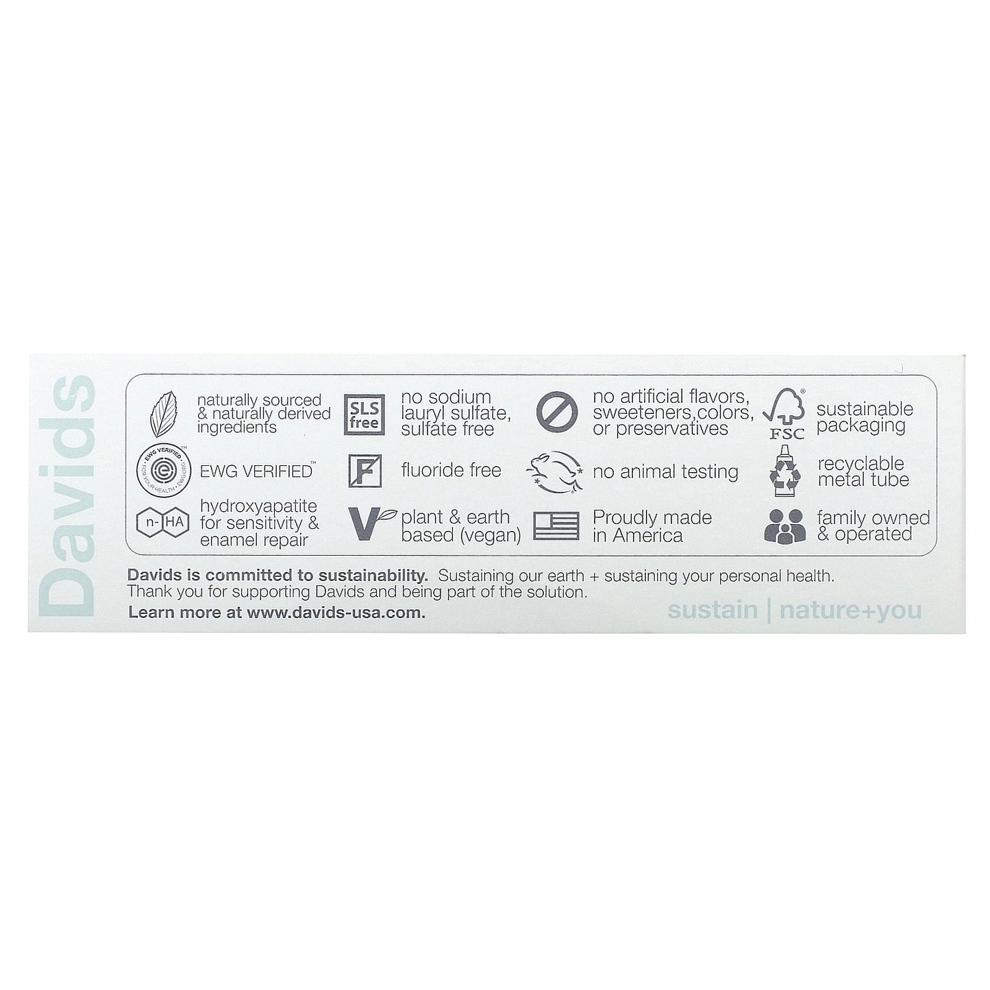 Davids, Sensitive + Whitening Toothpaste, Natural Peppermint, 1.75 oz (50 g)