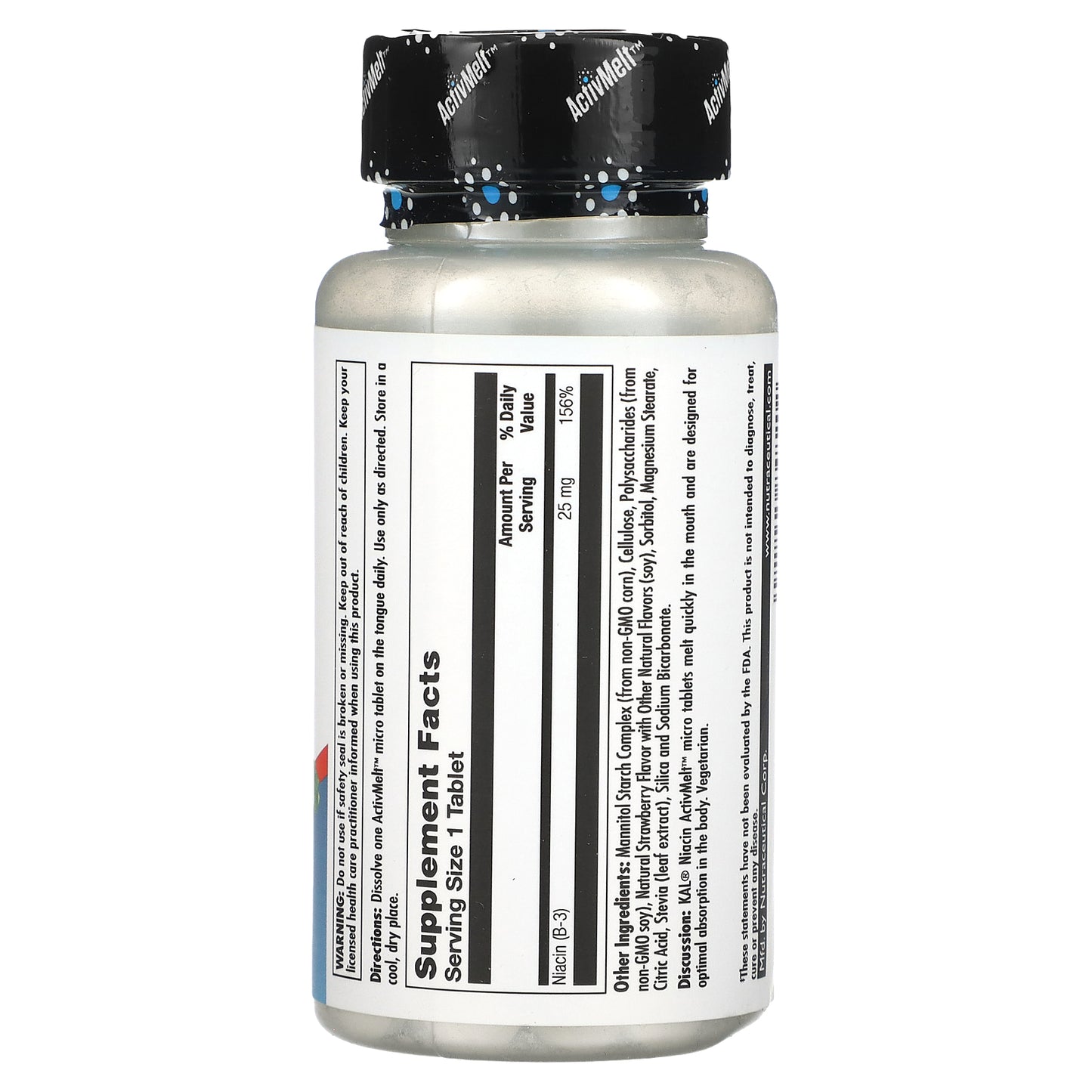 KAL, Niacin, Strawberry, 25 mg, 200 Micro Tablets