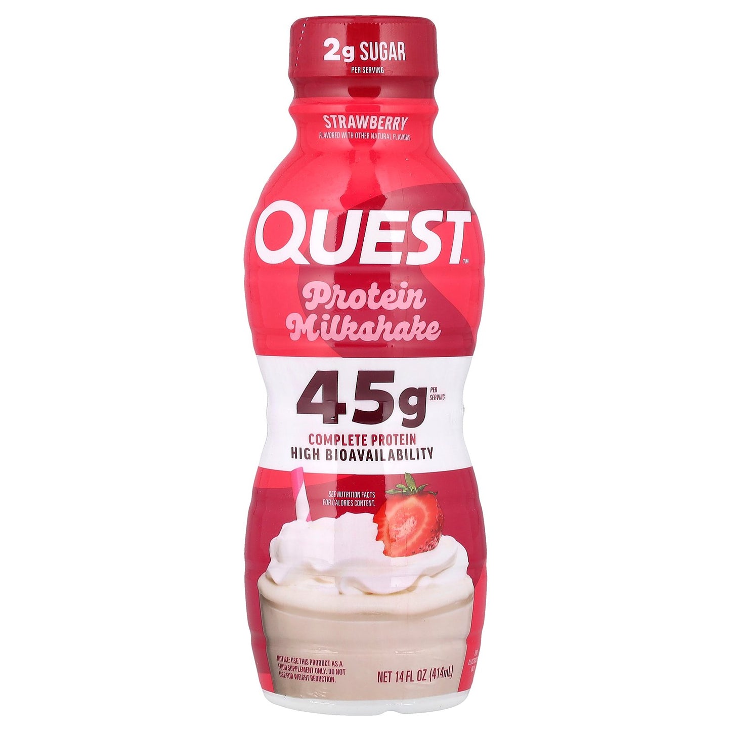 Quest Nutrition, Protein Milk Shake, Strawberry, 4 Bottles, 14 fl oz (414 ml) Each