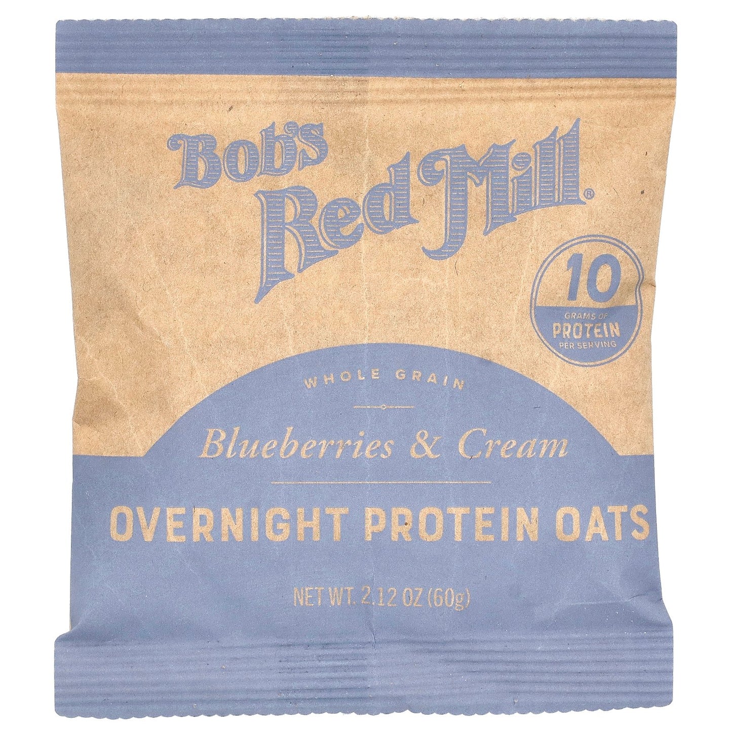 Bob's Red Mill, Overnight Protein Oats, Whole Grain, Blueberries & Cream, 4 Packets, 2.12 oz (60 g) Each