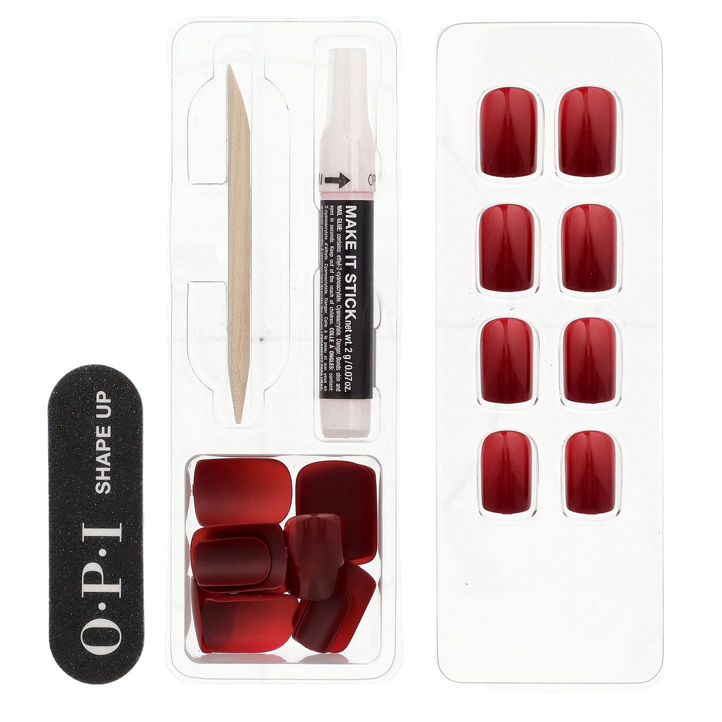OPI, On Point, Instant Press-On Mani, Short Length, Got The Blues For Red, 27 Piece Kit