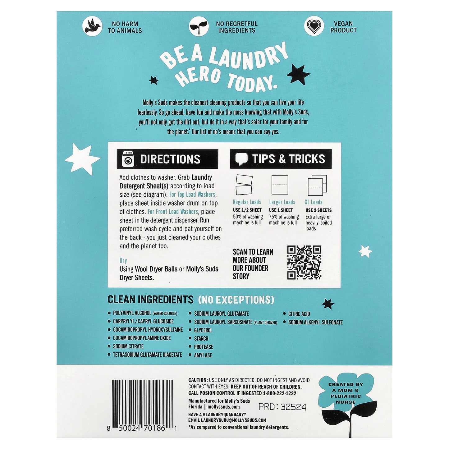 Molly's Suds, Laundry Detergent Sheets, Unscented, 35 Sheets