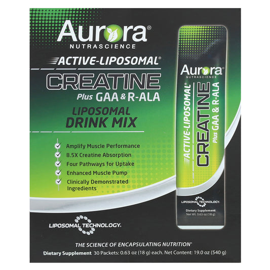 Aurora Nutrascience, Active Liposomal®, Creatine Plus GAA & R-ALA, 30 Packets, 0.63 oz (18 g) Each