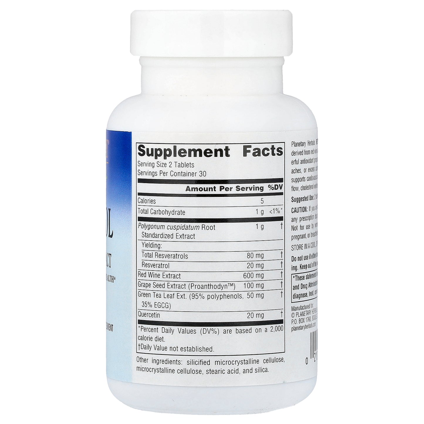 Planetary Herbals, Resveratrol With Red Wine Extract, 60 Tablets