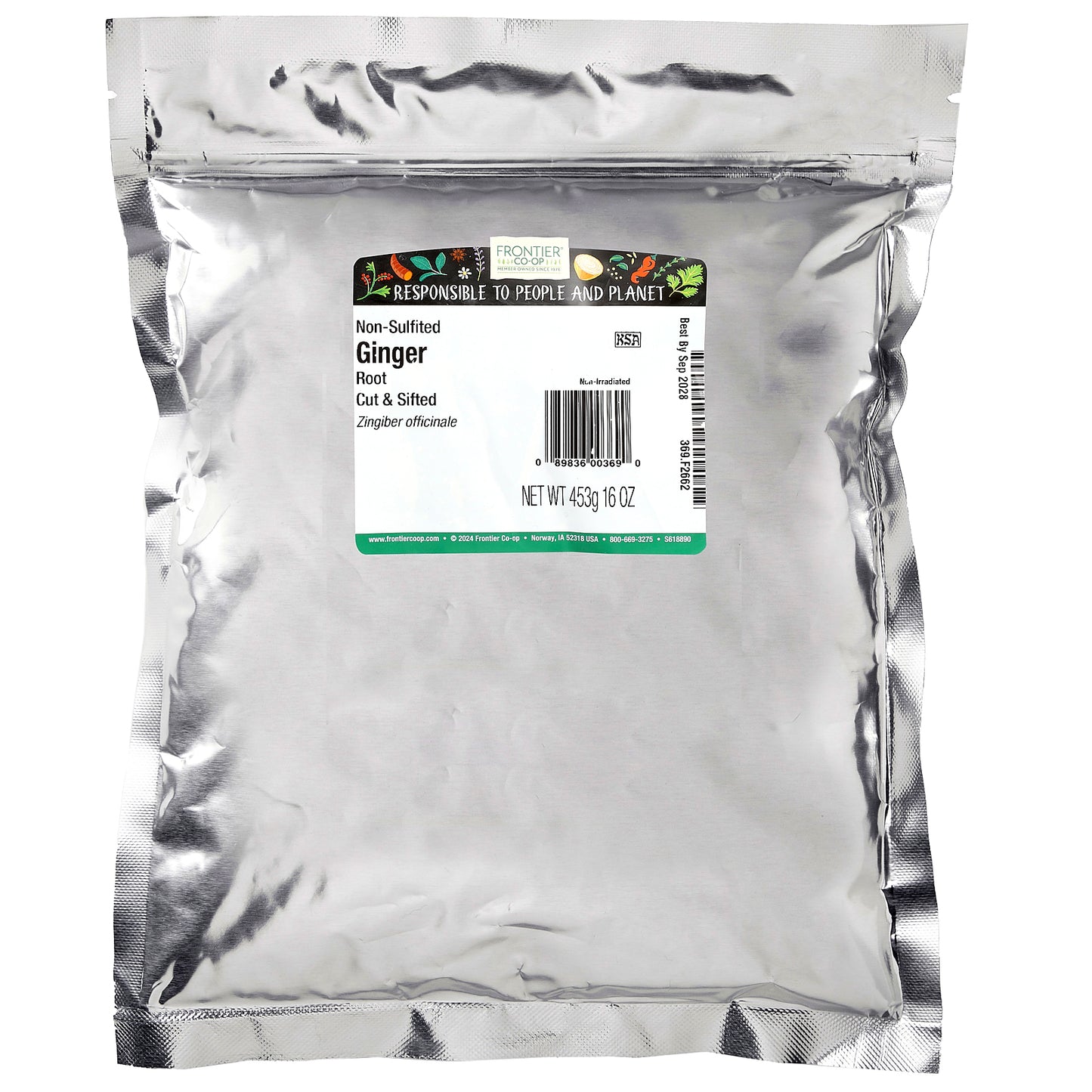 Frontier Co-op, Ginger Root, Non-Sulfited, Cut & Sifted, 16 oz (453 g)