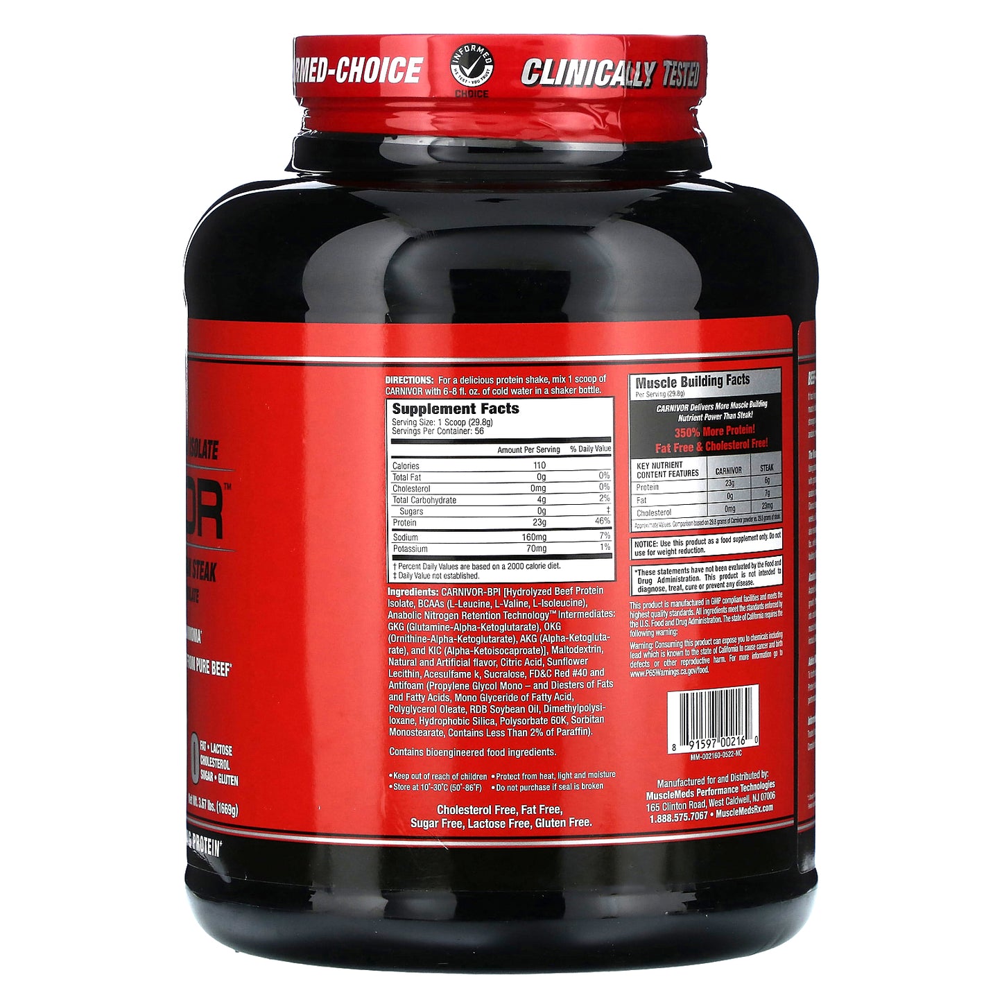 MuscleMeds, Carnivor, Bioengineered Beef Protein Isolate, Fruit Punch, 3.67 lbs (1,669 g)