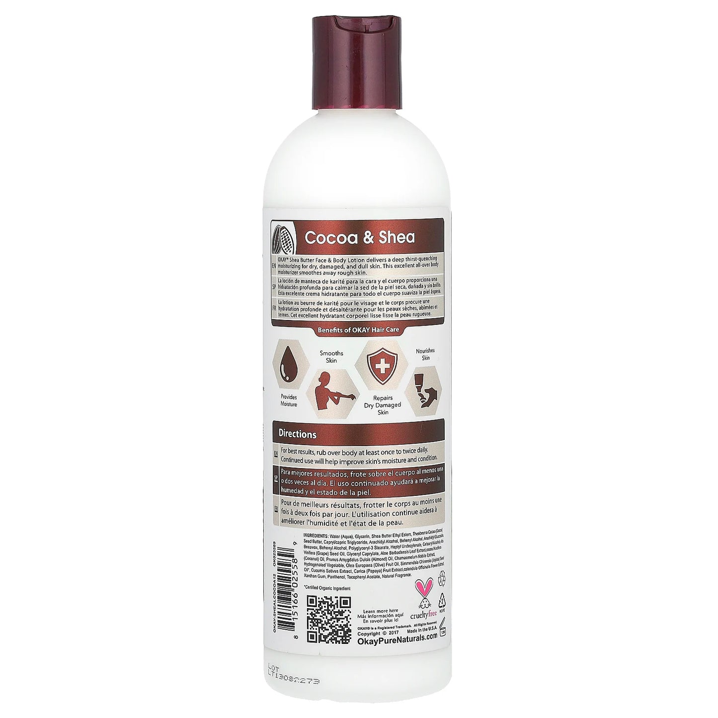 Okay Pure Naturals, Hand & Body Lotion, Cocoa & Shea, 12 fl oz (355 ml)