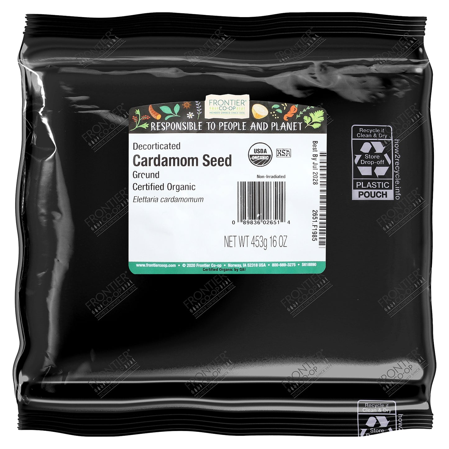 Frontier Co-op, Organic Decorticated Cardamom Seed, Ground, 16 oz (453 g)