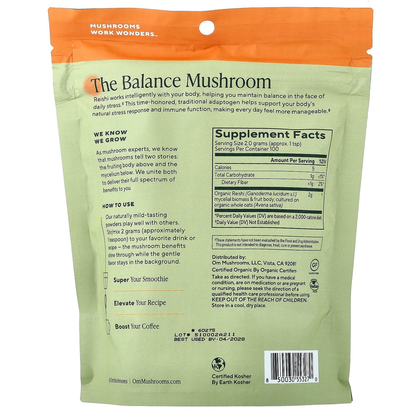 Om Mushrooms, Mushroom Powder, Reishi, 7.05 oz (200 g)