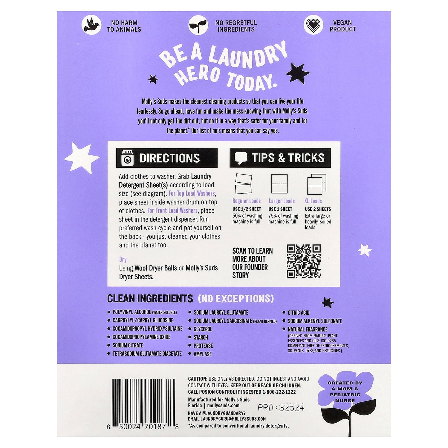 Molly's Suds, Laundry Detergent Sheets, Lavender, 35 Sheets