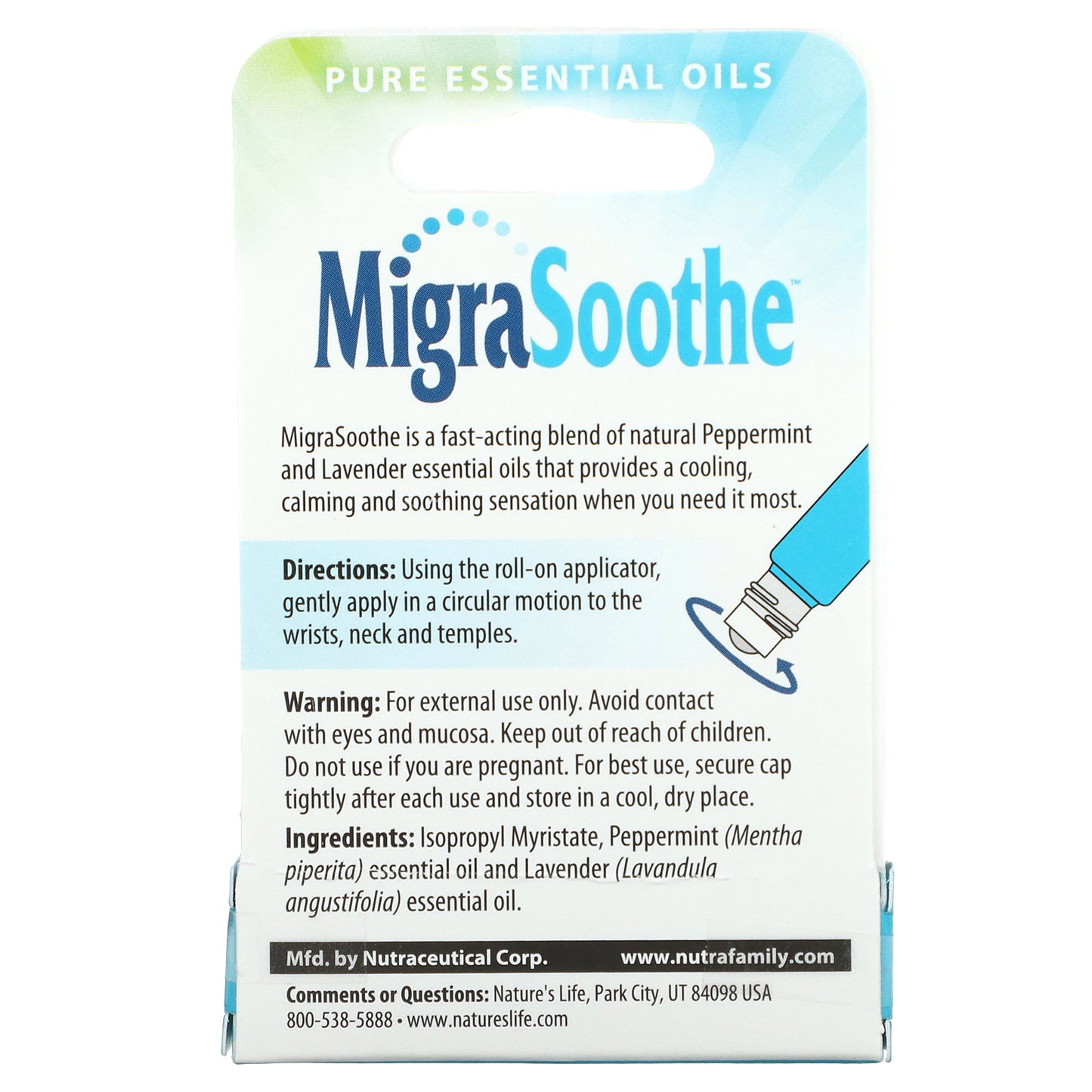 Nature's Life, MigraSoothe, Roll-On, Lavender & Peppermint, 0.1 fl oz (3 ml)