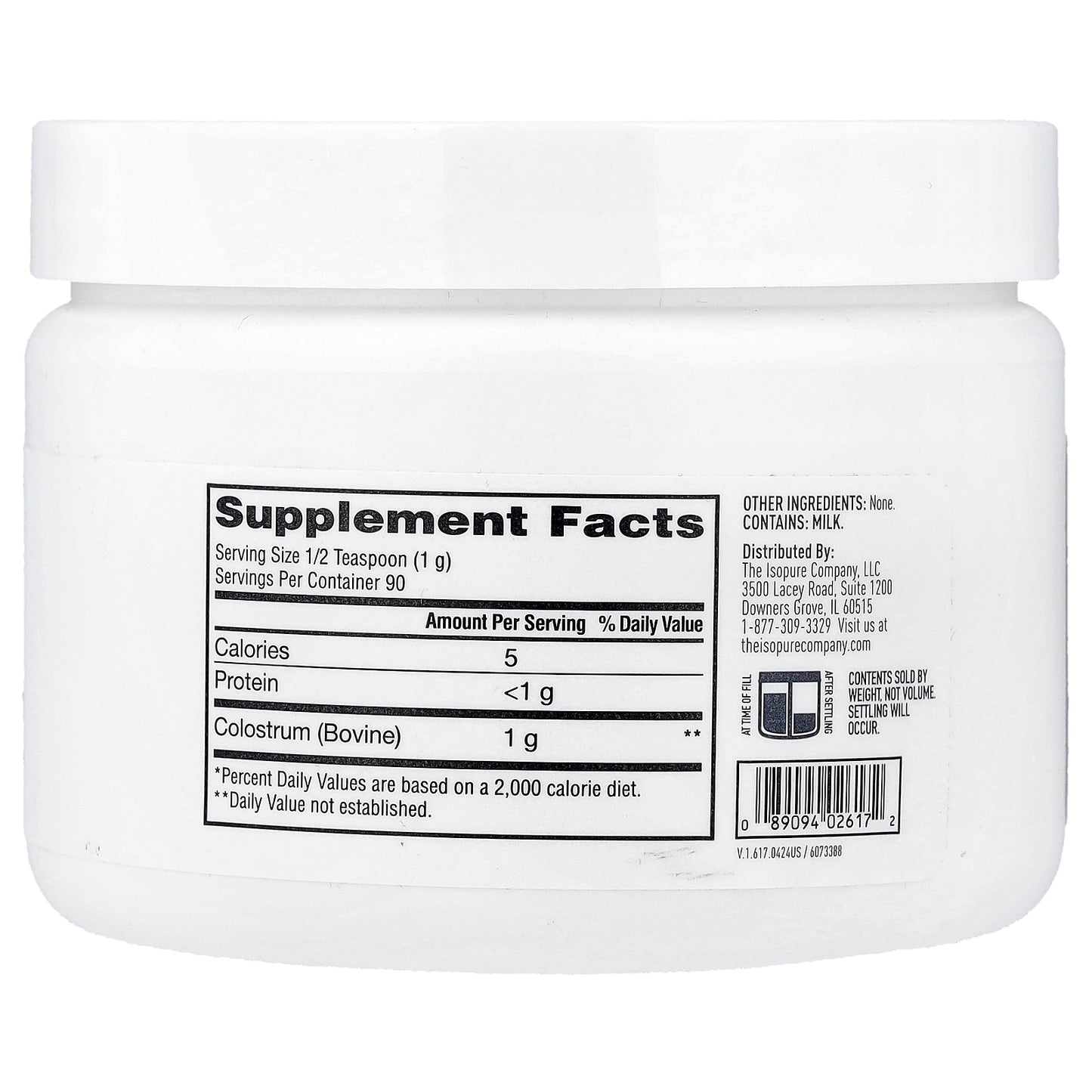 Isopure, Colostrum Powder, Unflavored, 3.17 oz (90 g)