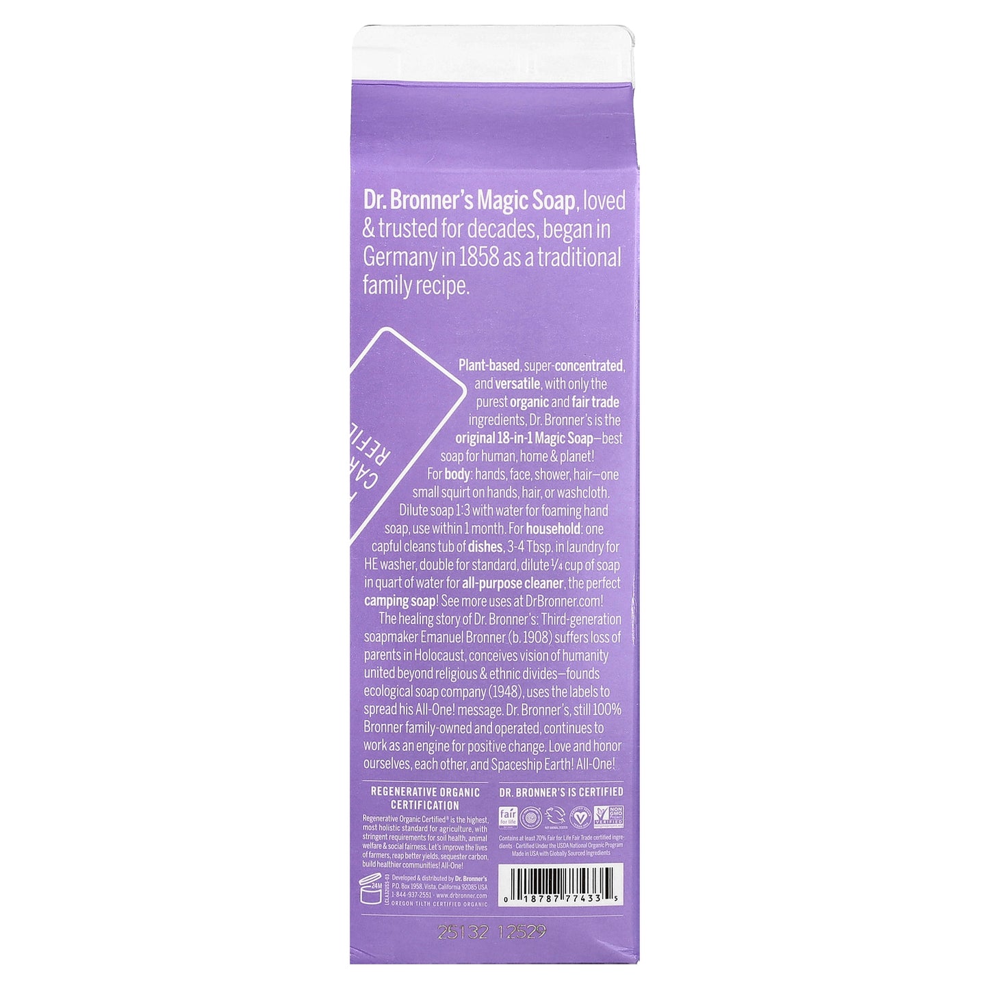 Dr. Bronner's, 18-IN-1 Pure-Castile Magic Soap Refill Lavender, 32 fl oz