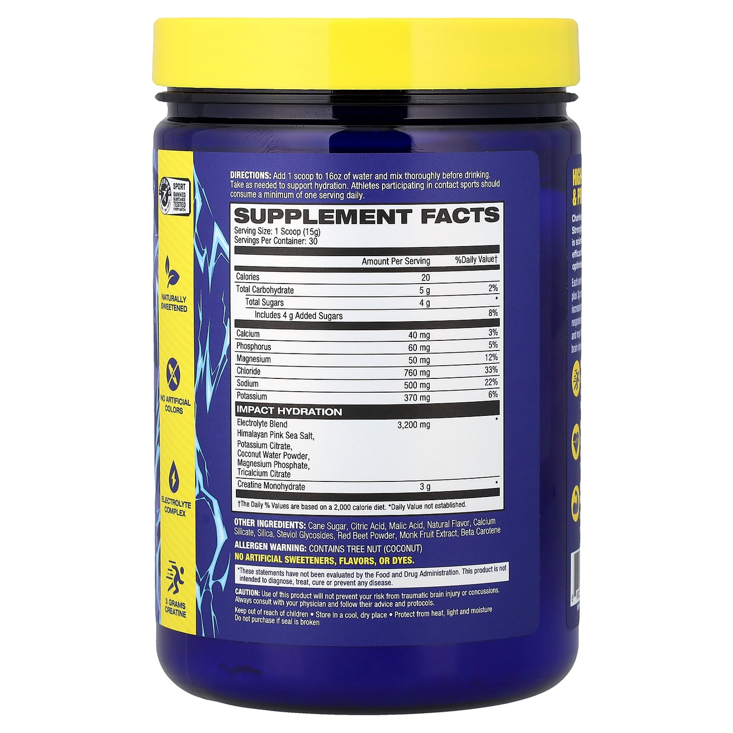 MHP, Impact Hydration, Electrolytes + Creatine, Brazilian Punch, 0.99 lbs (15.9 oz)