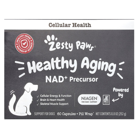 Zesty Paws, Healthy Aging, NAD+ Precursor, For Dogs, 60 Capsules + Pill Wrap, 8.8 oz (252 g)