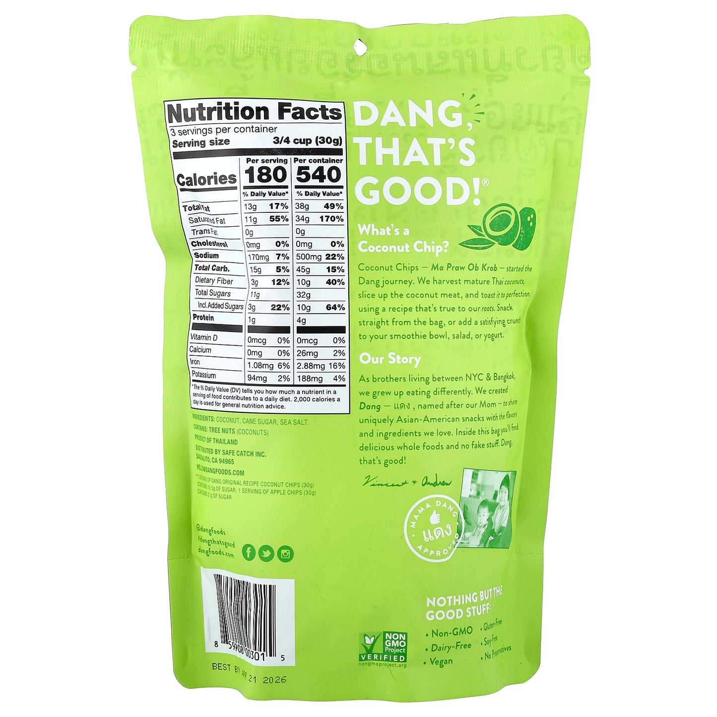 Dang Foods, Coconut Chips, Original Recipe, 3.17 oz (90 g)