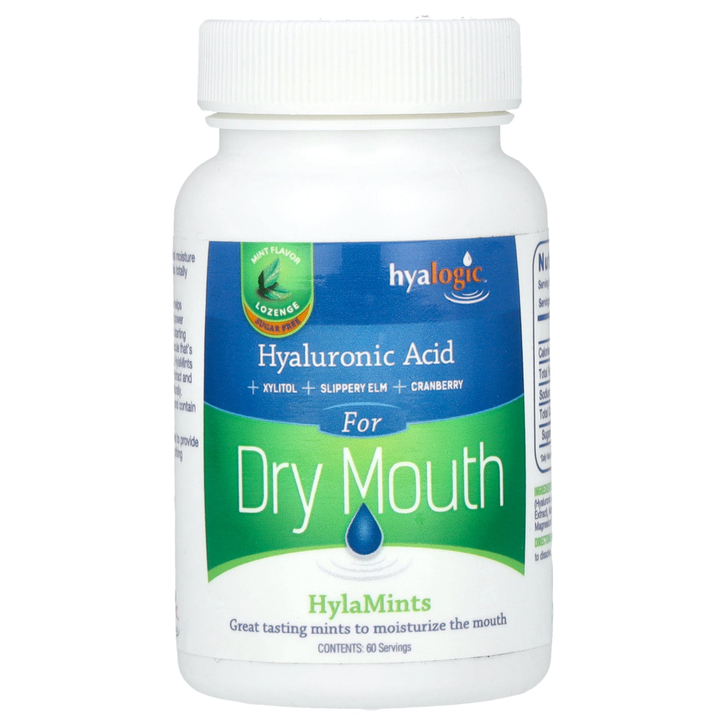 Hyalogic, HylaMints, Hyaluronic Acid + Xylitol + Slippery Elm + Cranberry, Mint, 60 Lozenges