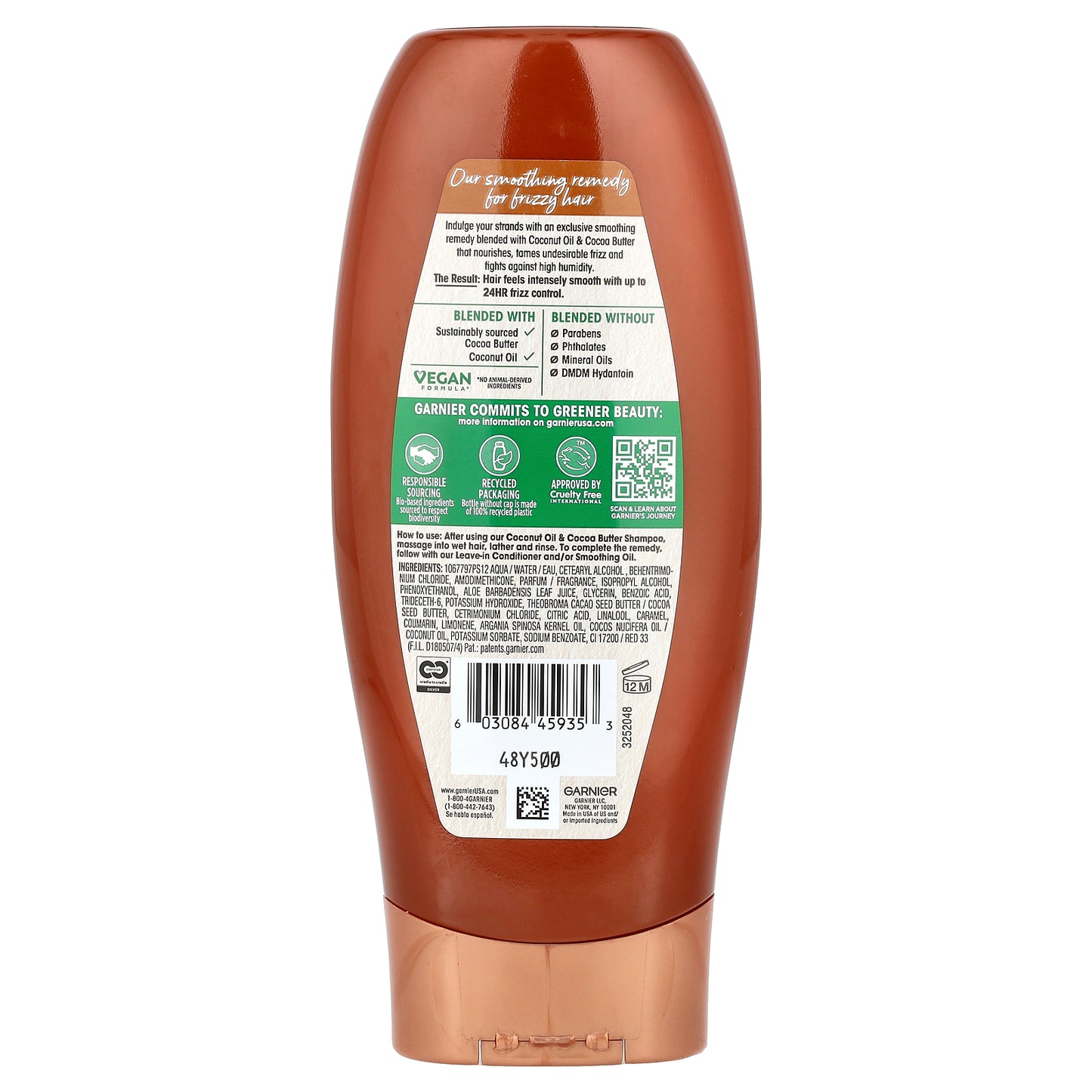 Garnier, Whole Blends, Smoothing Conditioner, Coconut Oil & Cocoa Butter, 12.5 fl oz (370 ml)