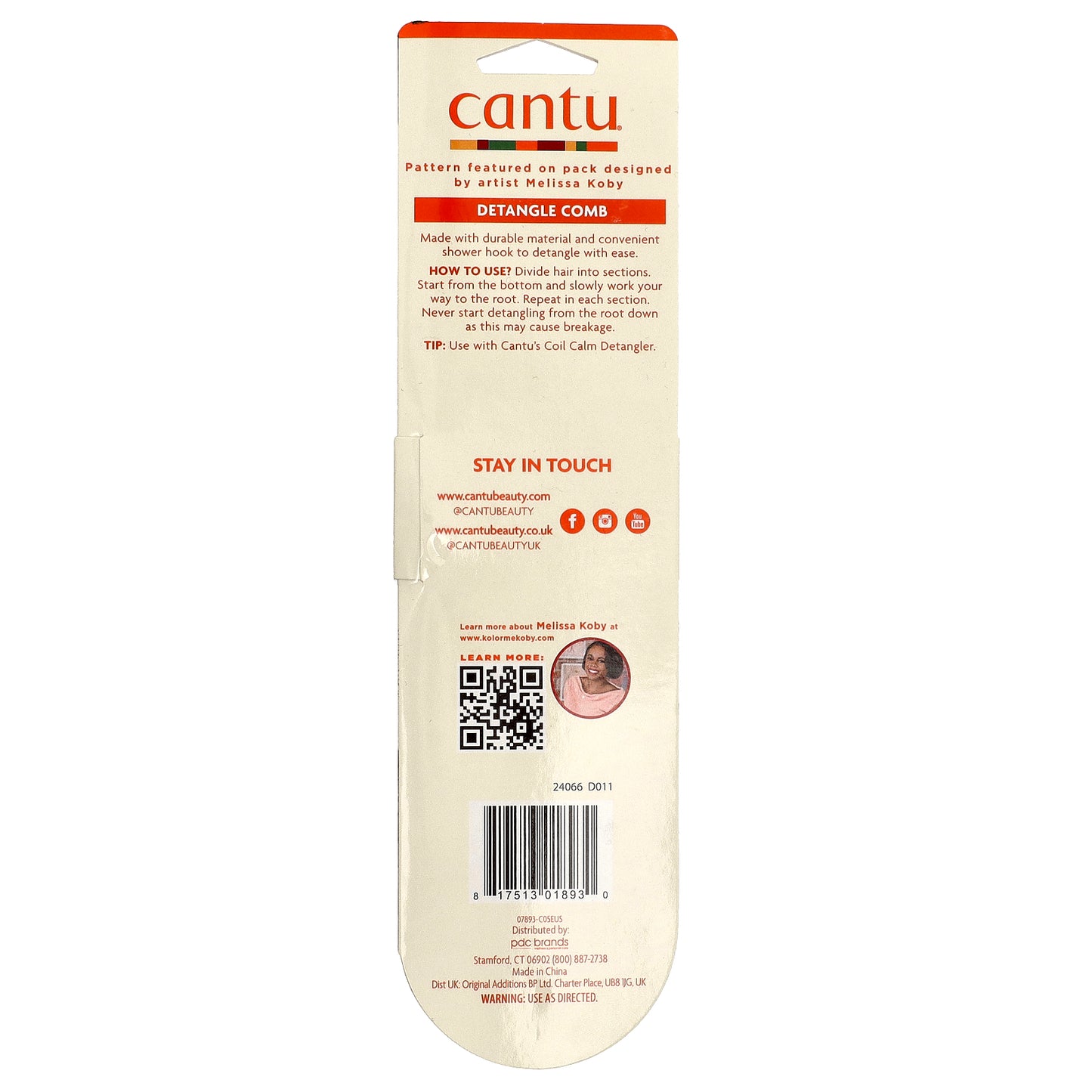 Cantu, Sturdy Detangle Comb, 1 Count