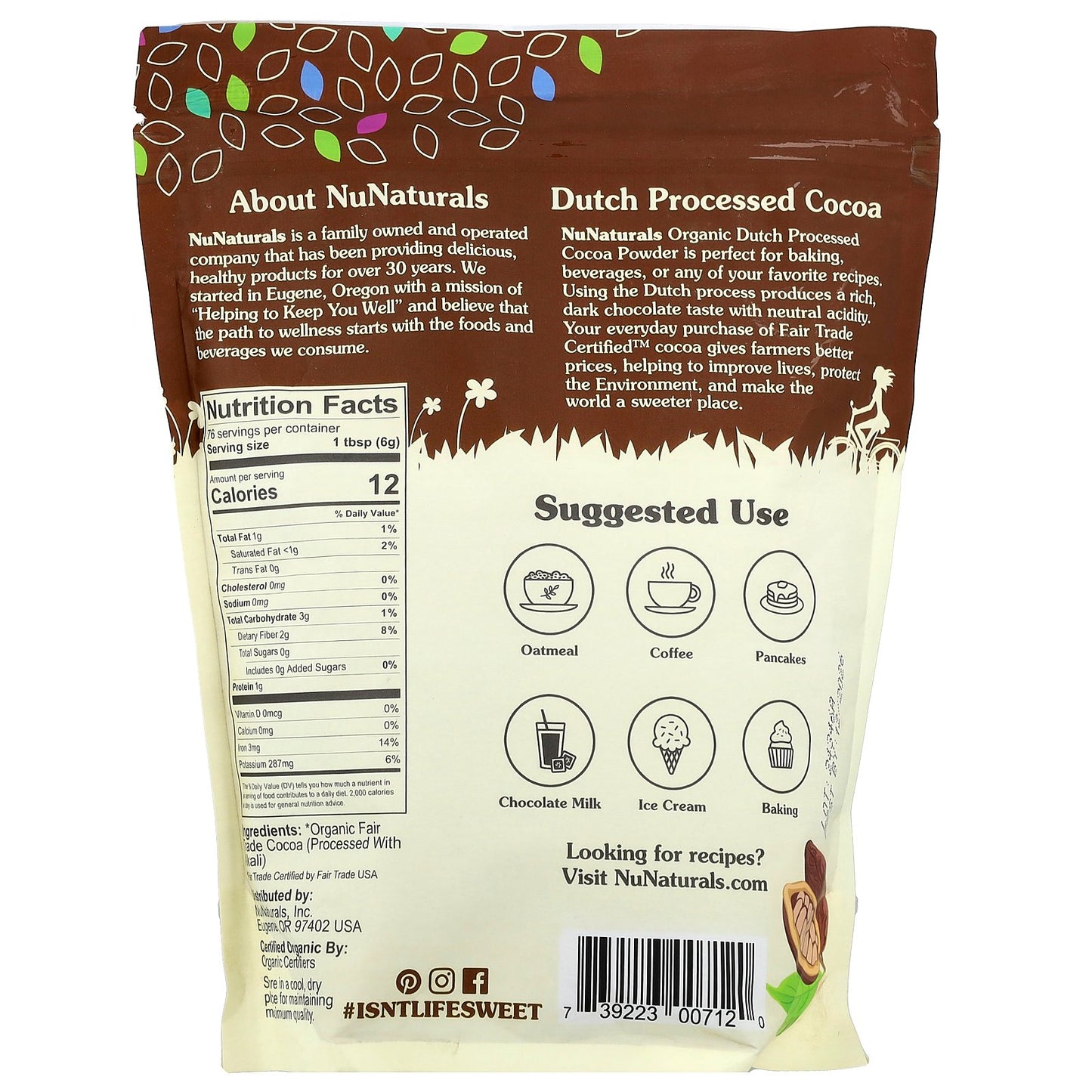 NuNaturals, Organic Cocoa Powder, 1 lb (454 g)