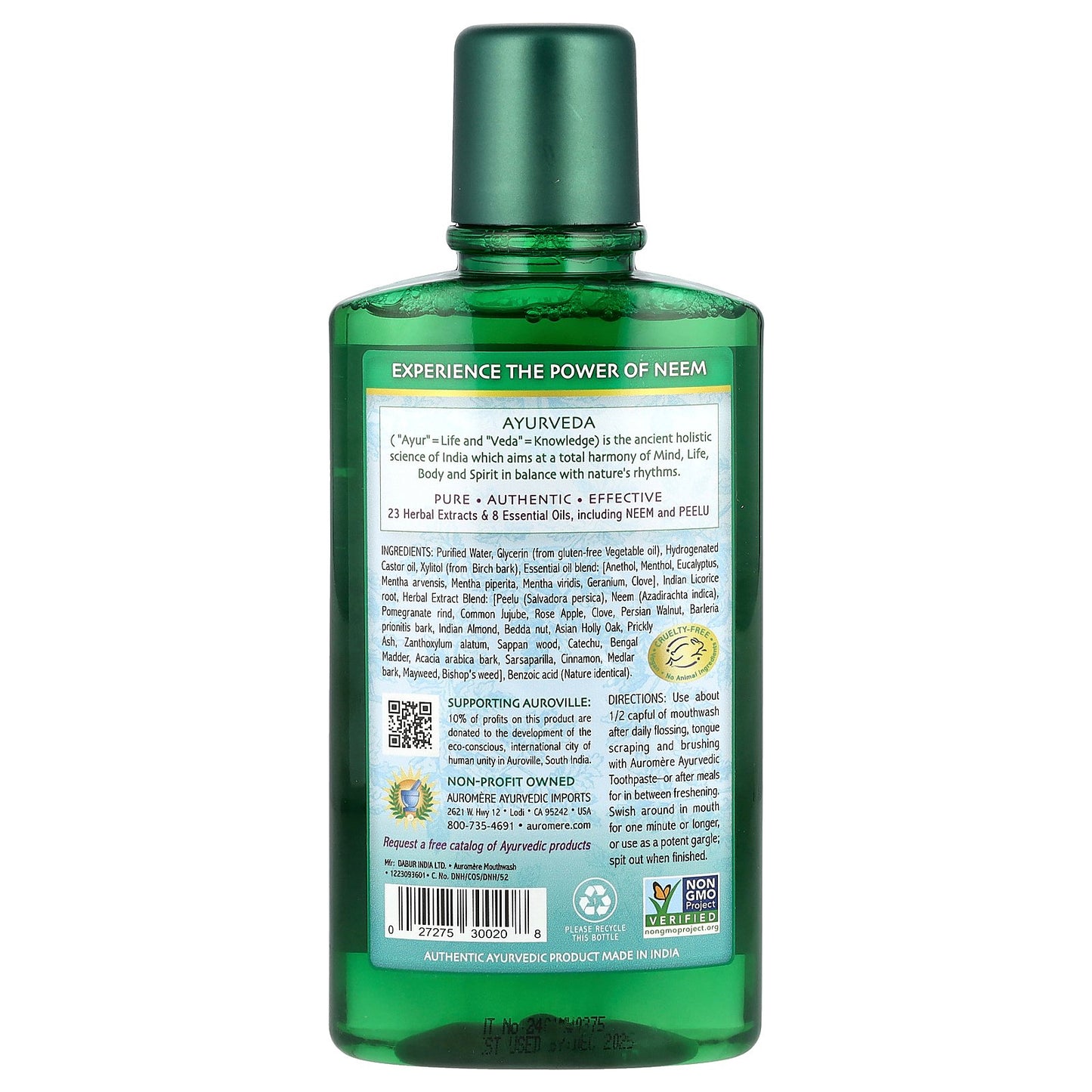 Auromere, Ayurvedic Mouthwash with Neem & Peelu, Alcohol-Free, 16 oz (473 ml)