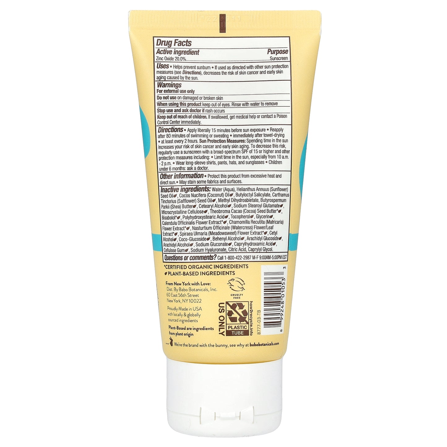 Babo Botanicals, Super Shield Mineral Sunscreen Lotion, SPF 50, Fragrance Free, 3 fl oz (89 ml)