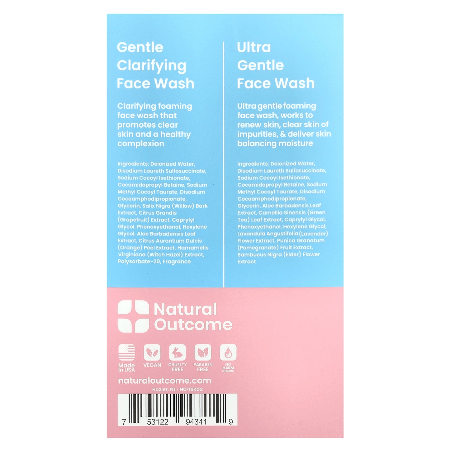 Natural Outcome, Teen Skin, Face Wash Duo, Clarifying Face Wash, 1 Set, 5 oz (150 ml) Each