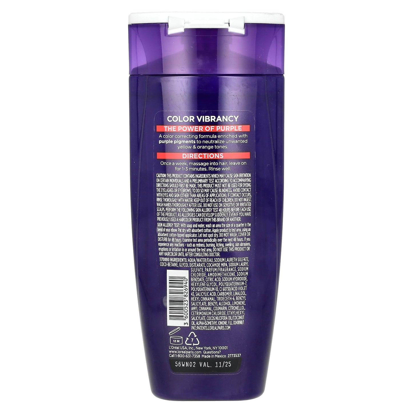 L'Oréal, Elvive, Color Vibrancy, Purple Shampoo, Highlighted Brunette, Blonde & Grey Hair, 6.7 fl oz (200 ml)