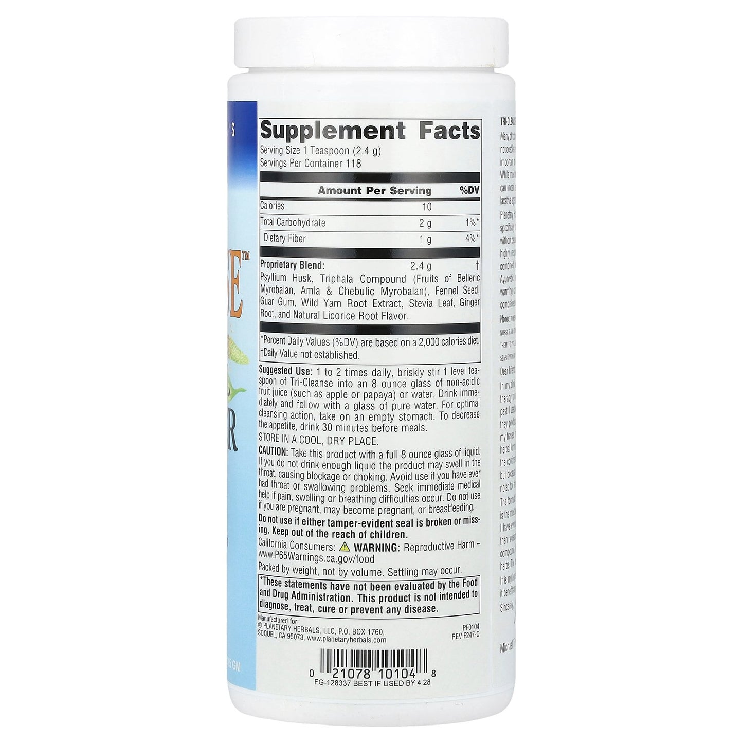 Planetary Herbals, TRI-Cleanse™, Complete Internal Cleanser, 10 oz (283.5 g)