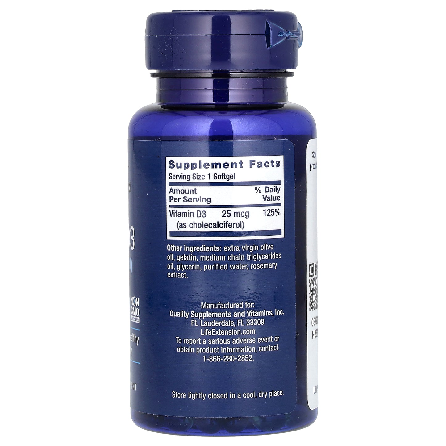 Life Extension, Vitamin D3, 25 mcg (1,000 IU), 250 Softgels