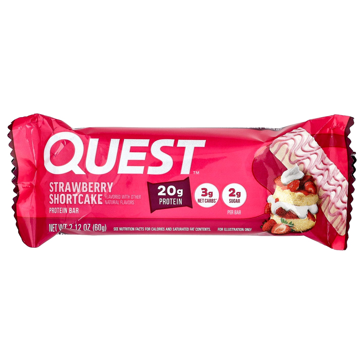 Quest Nutrition, Protein Bar, Strawberry Shortcake, 4 Bars, 2.12 oz (60 g) Each