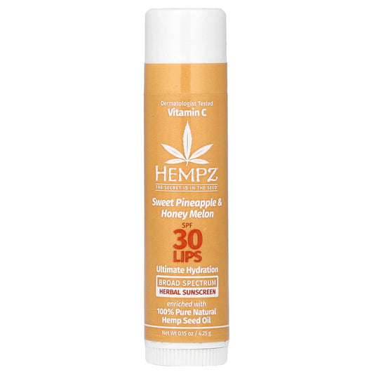 Hempz, Herbal Lip Sunscreen, SPF 30, Sweet Pineapple & Honey Melon, 0.15 oz (4.25 g)